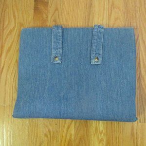 JEANIUS FABRICATIONS CLUTCH PURSE STONE WASHED DENIM LAPTOP BAG PADDED UPCYCLED